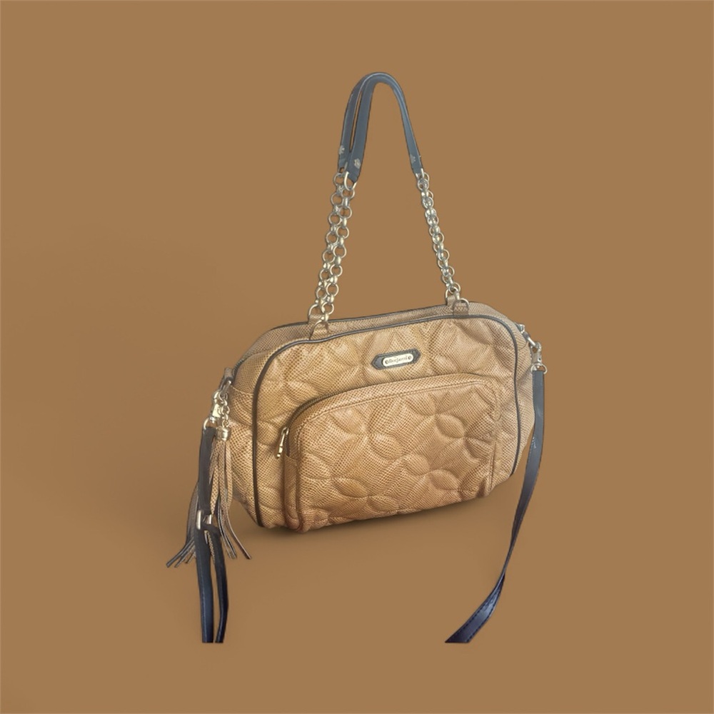 Eric Javits Tan Quilted shoulder and crossbody Bag